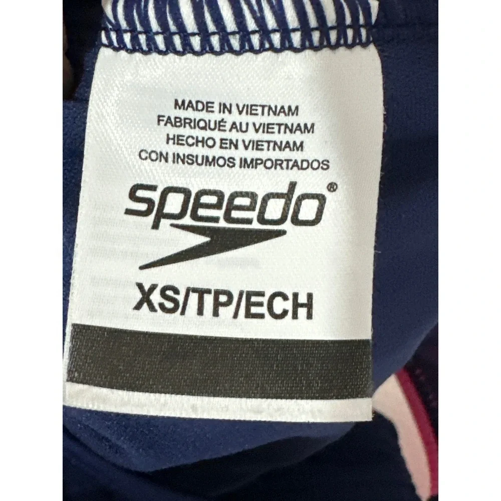 Speedo Kids Swimsuit XS Navy Blue Pink Blue Athletic One Piece Swim Wear